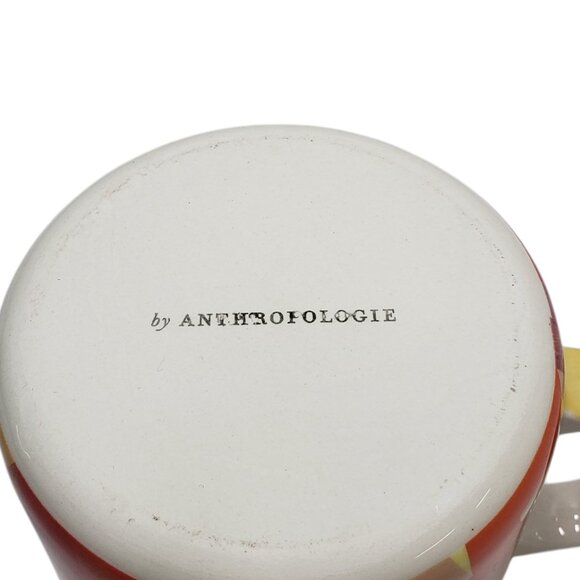 Anthropologie Coffee Tea Mug Letter A Graphic Red Pink Yellow - Picture 8 of 10